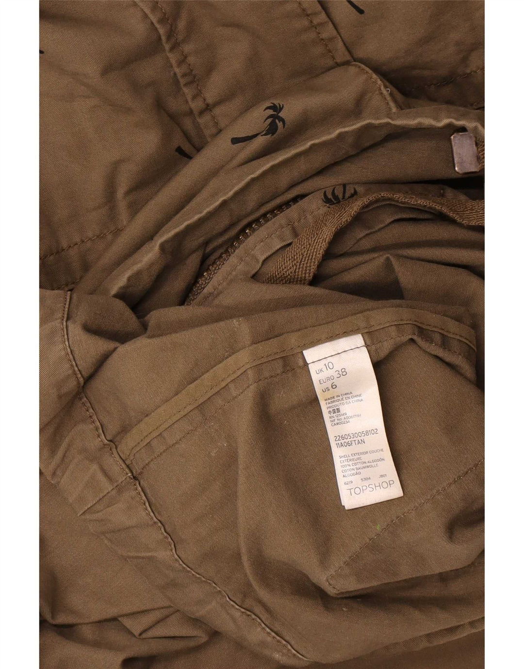 Topshop Giacca da donna oversize con motivo astratto UK 10 Small Khaki