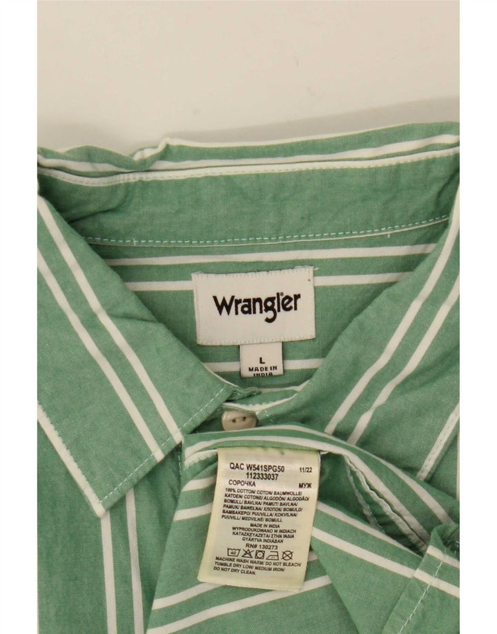 Camicia da uomo Wrangler in cotone a righe grandi verdi