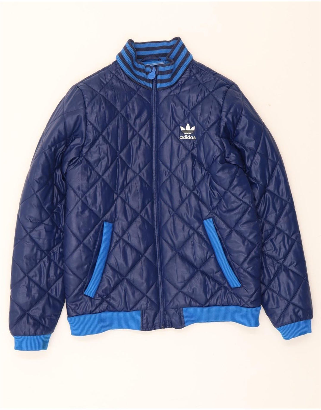 ADIDAS Boys Quilted Jacket 15-16 Years Blue Polyester Vintage Adidas and Second-Hand Adidas from Messina Hembry 