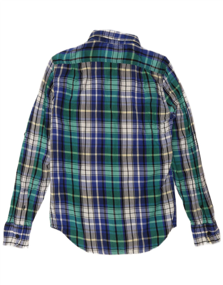 Camicia da uomo in flanella SUPERDRY a quadri piccoli in cotone blu