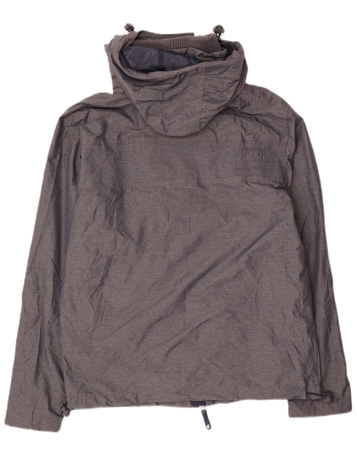 Giacca a vento con cappuccio da uomo SUPERDRY UK 40 Large in nylon grigio