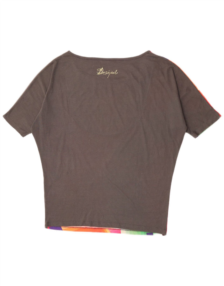 Desigual T-shirt grafica da donna Top UK 16 Large multicolore geometrica