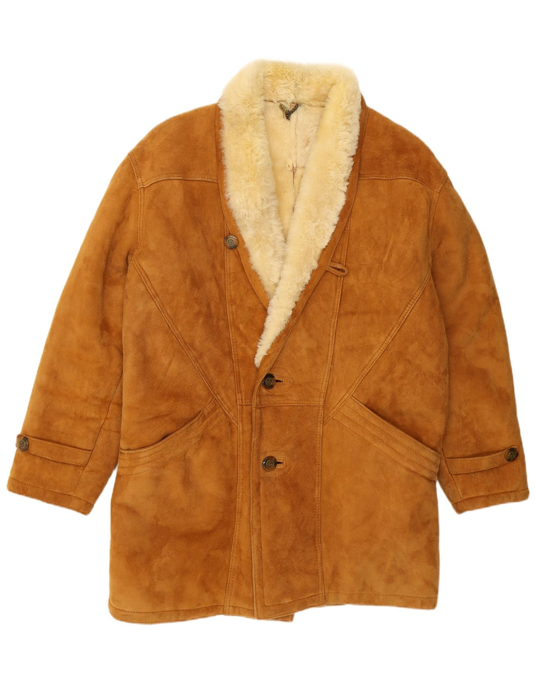 Cappotto vintage in shearling da uomo UK 40 Shearling beige grande