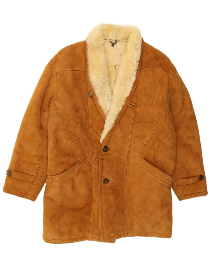 Cappotto vintage in shearling da uomo UK 40 Shearling beige grande