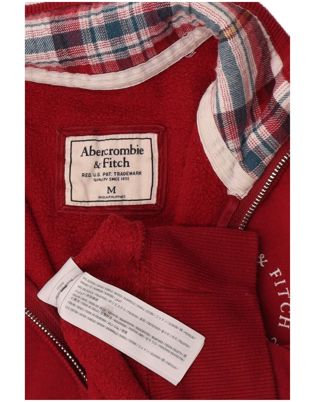 Felpa da donna con collo con zip Abercrombie & Fitch, taglia UK 12, colore rosso medio