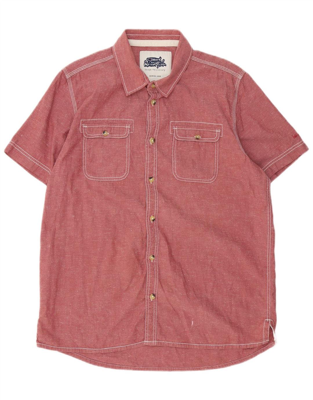 Camicia a maniche corte da uomo Weird Fish XL in cotone rosa