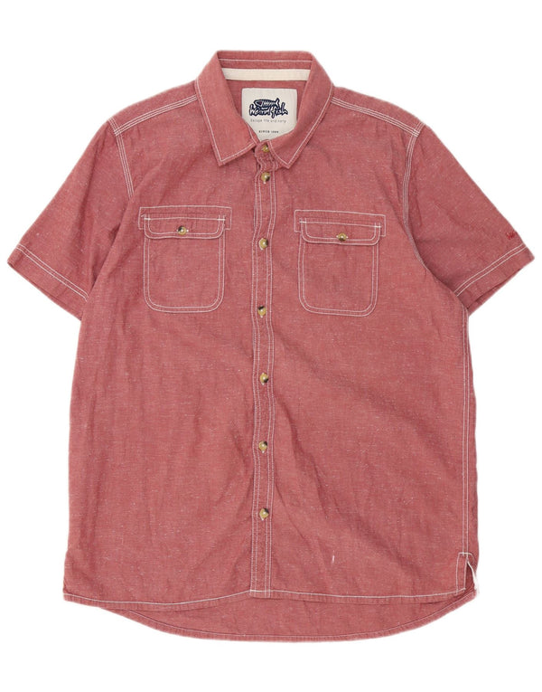 Camicia a maniche corte da uomo Weird Fish XL in cotone rosa