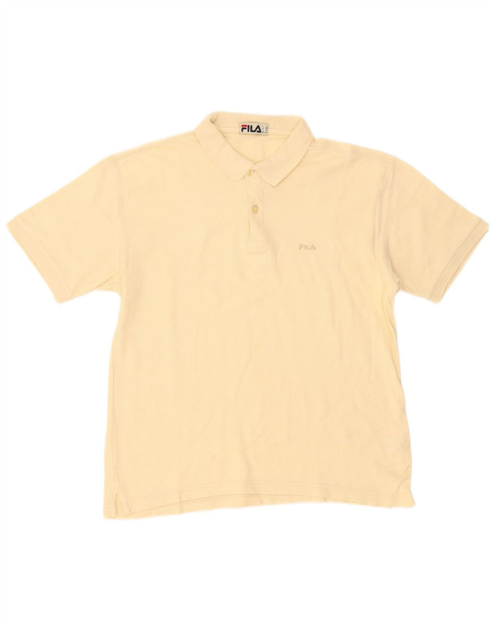 Polo da uomo Fila in cotone giallo medio