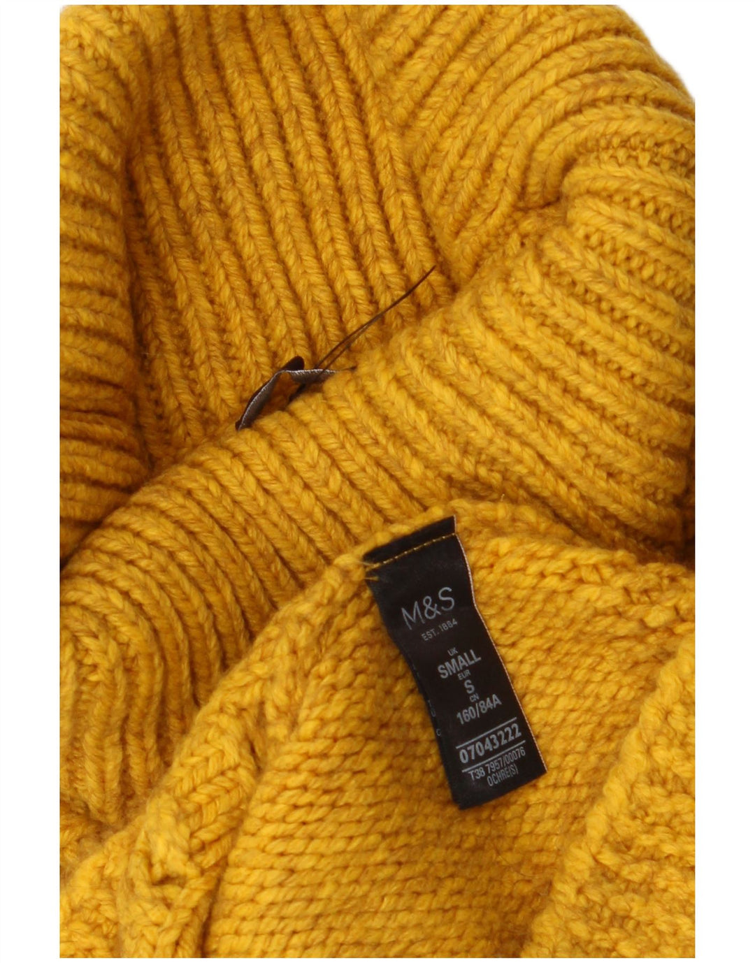 MARKS & SPENCER Maglione corto da donna con collo alto UK 10 Piccolo Giallo