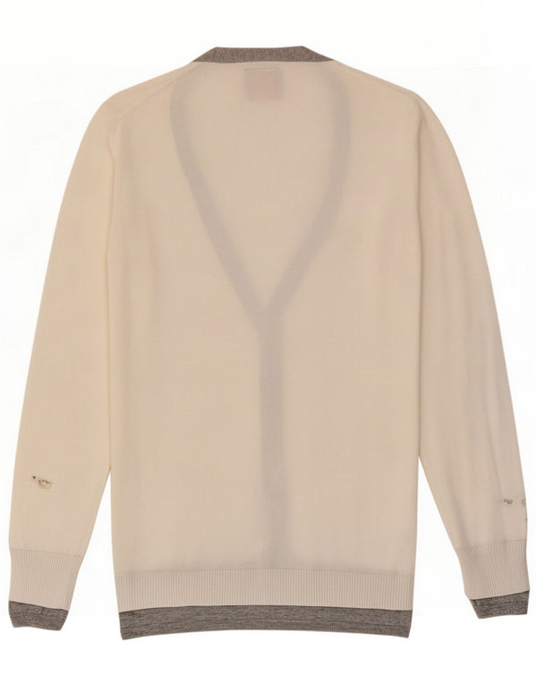 Sun68 Womens Cardigan Sweater UK 14 Large White Cotton