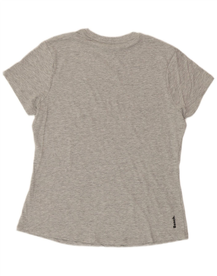 T-shirt grafica da donna BENCH Top UK 16 grande cotone chiazzato grigio