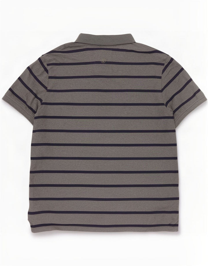 Polo da uomo Fat Face XL in cotone a righe grigie