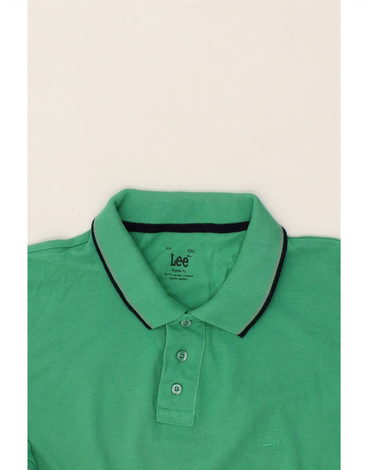 LEE Mens Regular Fit Polo Shirt 2XL Green Cotton Vintage Lee and Second-Hand Lee from Messina Hembry 