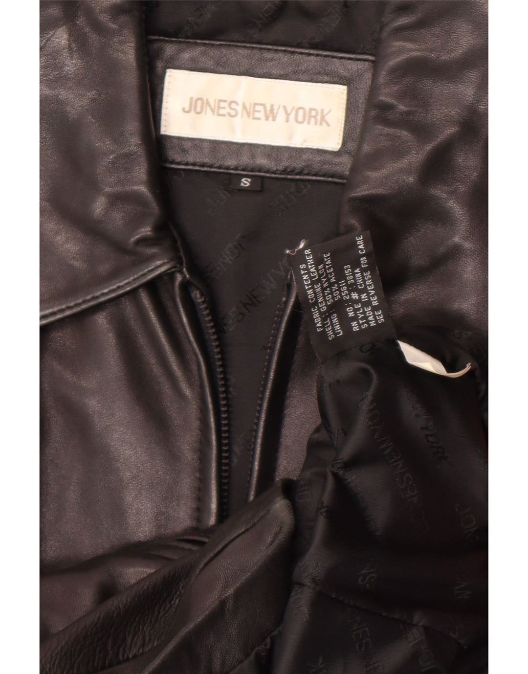 Giacca in pelle da donna Jones New York UK 10 piccola in pelle nera