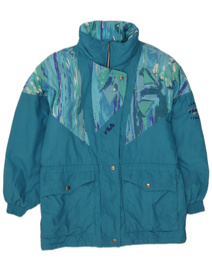 FILA Salopette da sci da donna con cappuccio Set 2 pezzi IT 46 Large Blu geometrico