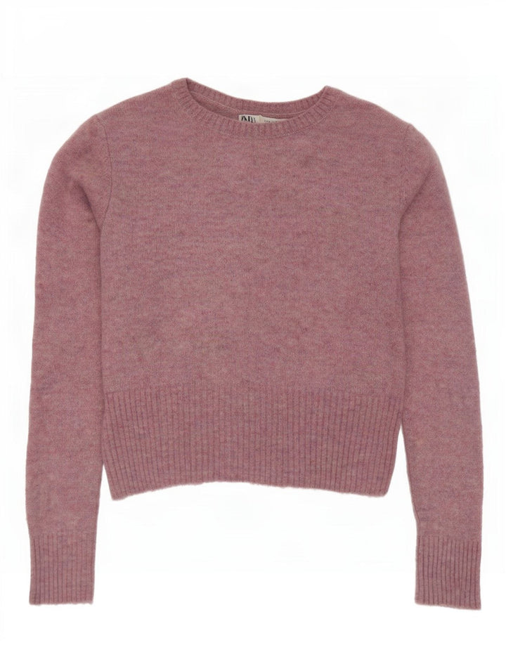 Maglione maglione con scollo a barca da donna Zara UK 12 Nylon rosa medio