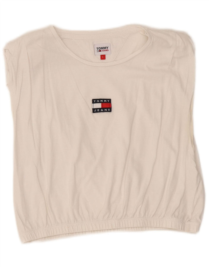 Canottiera corta da donna Tommy Hilfiger UK 14 grande bianca