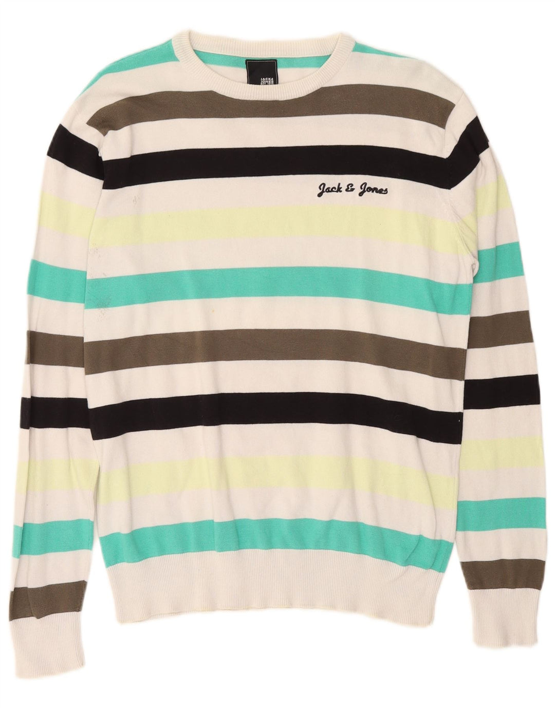 Jack & Jones Maglione girocollo da uomo a righe grandi multicolori