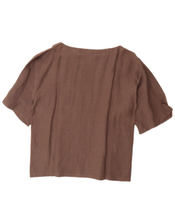 Camicetta grafica vintage da donna Top UK 16 grande Marrone