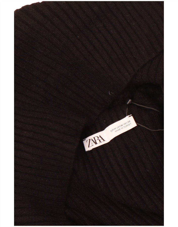 Maglione corto girocollo oversize da donna Zara UK 14 medio nero