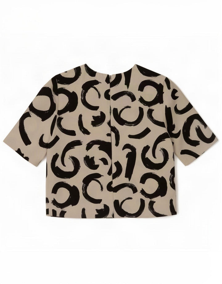 Top in camicetta da donna Zara UK 6 XS bianco sporco geometrico