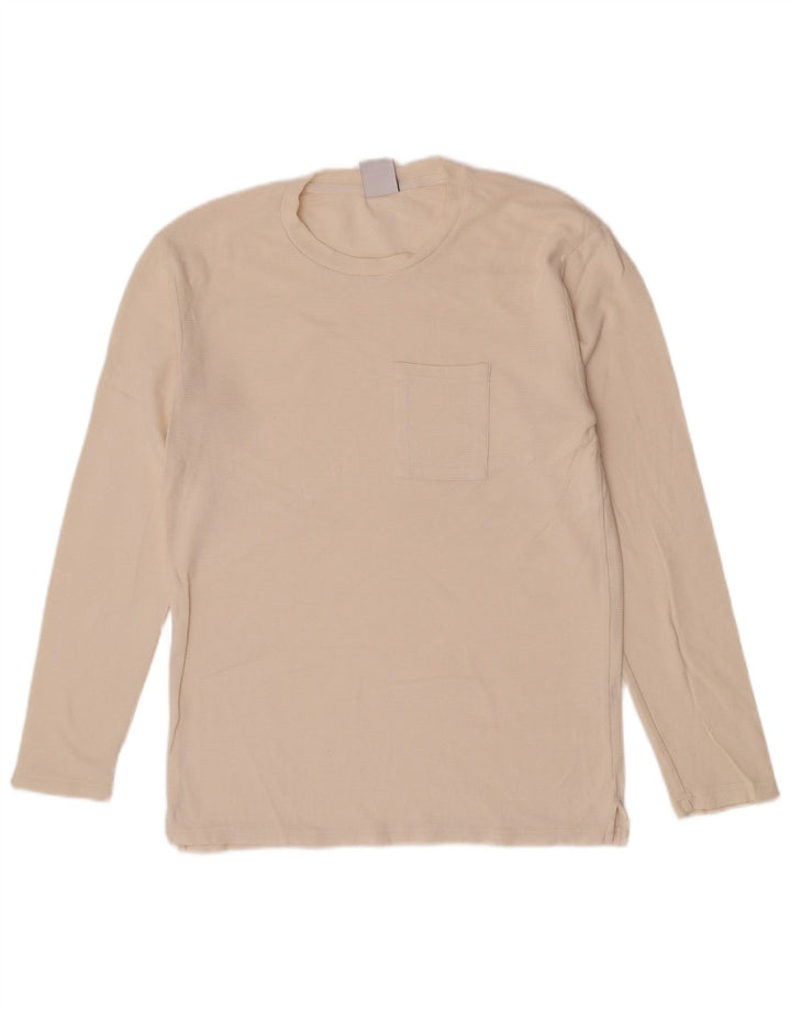 Top Zara da uomo a maniche lunghe in cotone bianco sporco medio