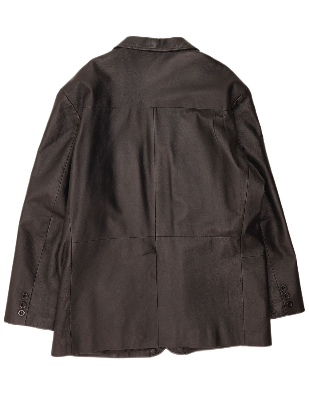 Giacca blazer in pelle vintage da uomo a 3 bottoni UK 42 XL in pelle nera