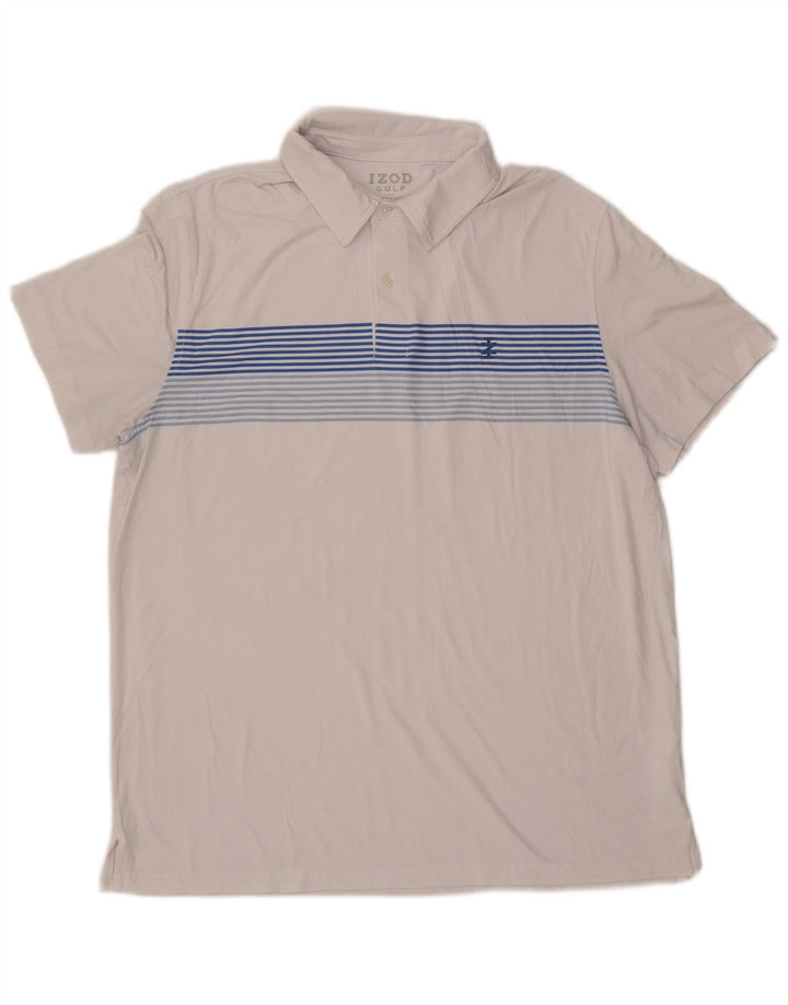 Polo da uomo IZOD grande in poliestere a righe bianche