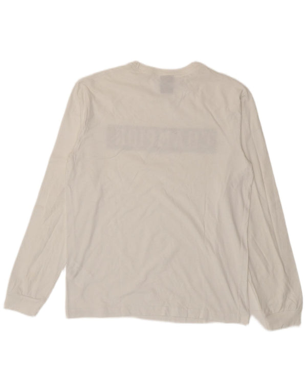 Champion Mens Graphic Top Long Sleeve Large White Cotton