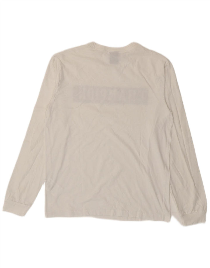 Champion Top grafico da uomo a maniche lunghe in cotone bianco grande