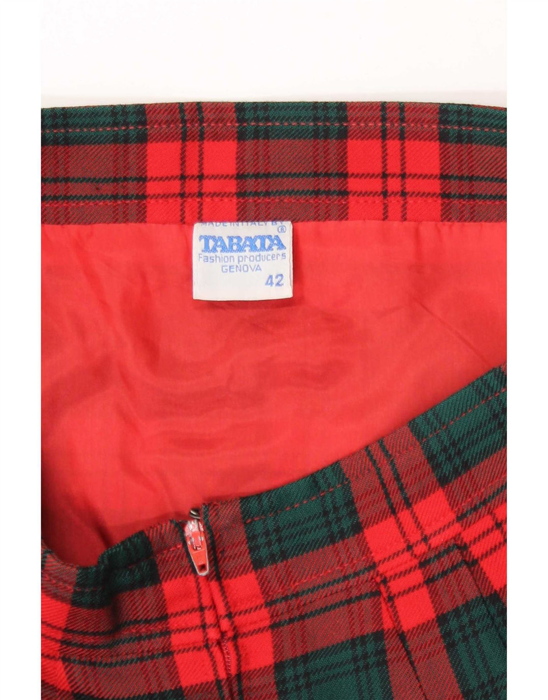 Gonna a tubino vintage da donna IT 42 media W27 lana a quadri rossa
