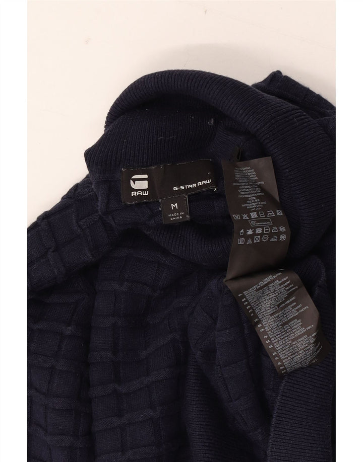Maglione maglione da uomo con collo alto G-STAR in cotone blu navy medio