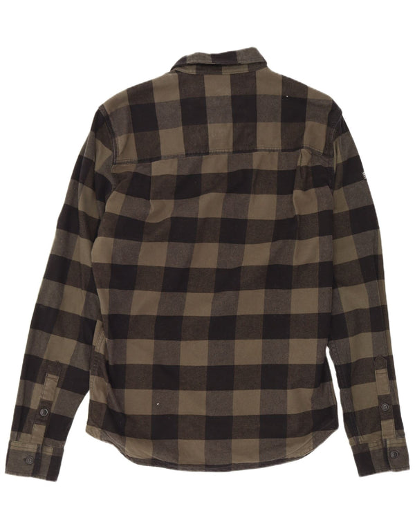 Camicia da uomo in flanella da boscaiolo Superdry, cotone a quadretti kaki medio