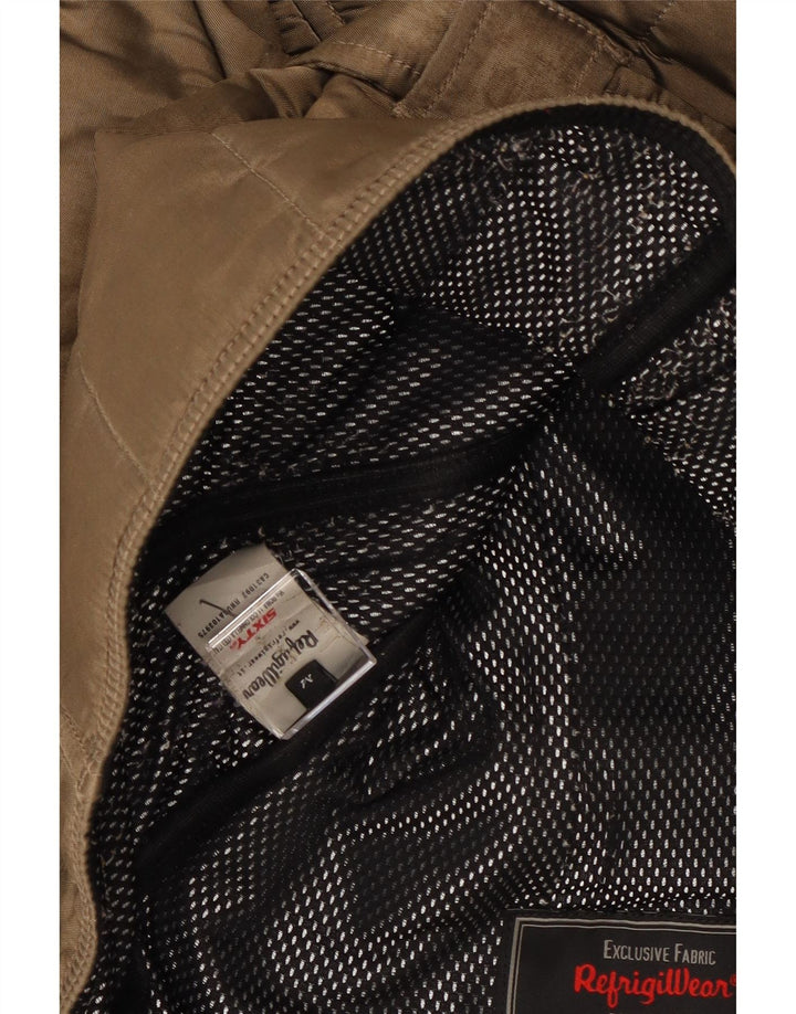 Giacca trapuntata con cappuccio da donna Refrigiwear UK 14 Poliammide marrone medio