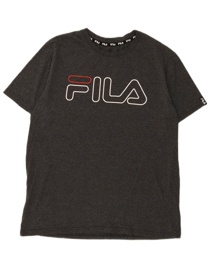 T-shirt grafica da uomo Fila Top grande in poliestere grigio
