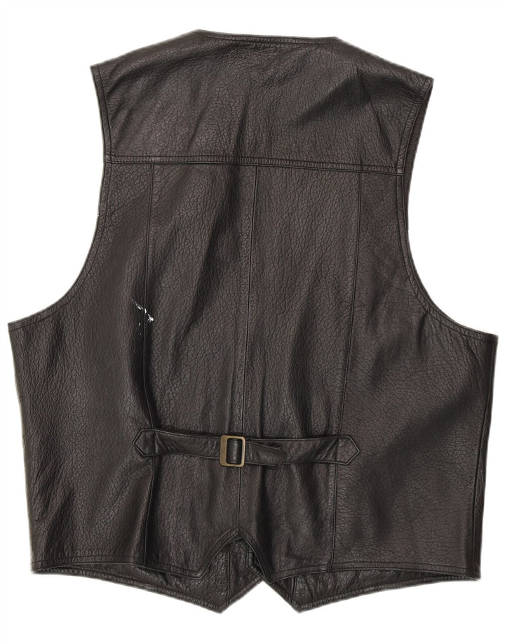 Gilet in pelle vintage da uomo IT 52 grande nero