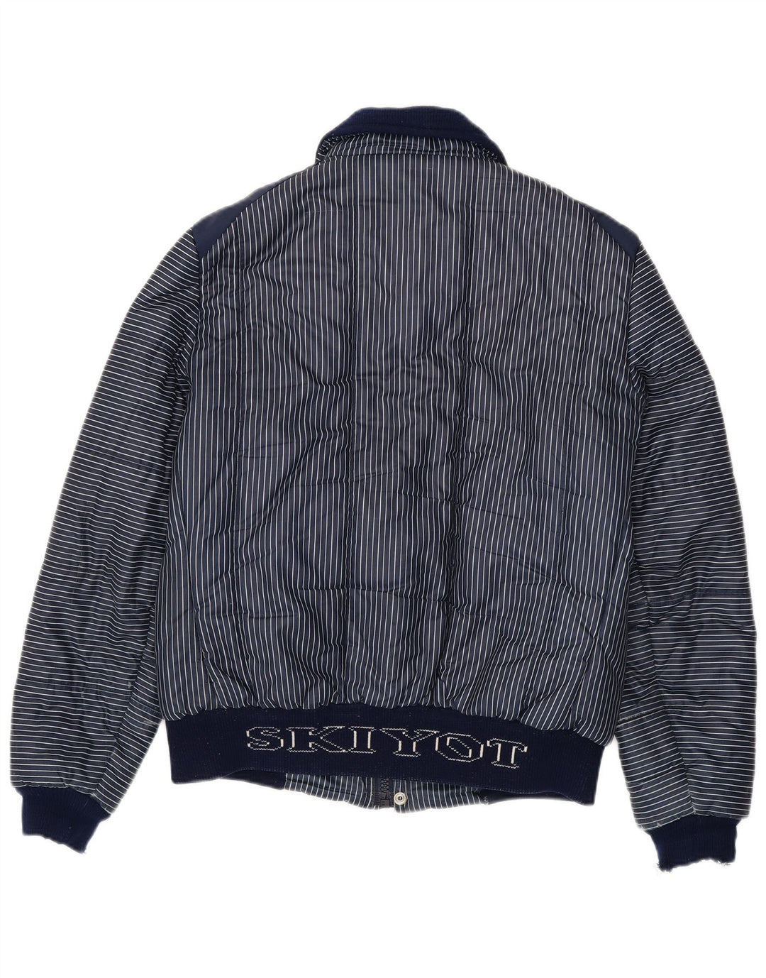 Giacca imbottita con grafica vintage da uomo UK 40 grande gessato blu navy