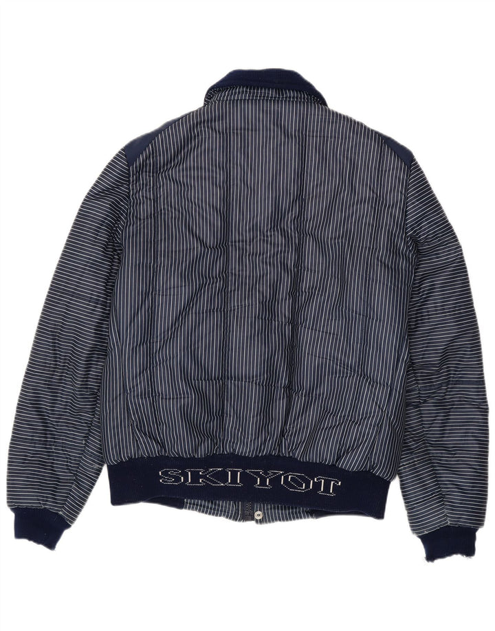 Giacca imbottita con grafica vintage da uomo UK 40 grande gessato blu navy