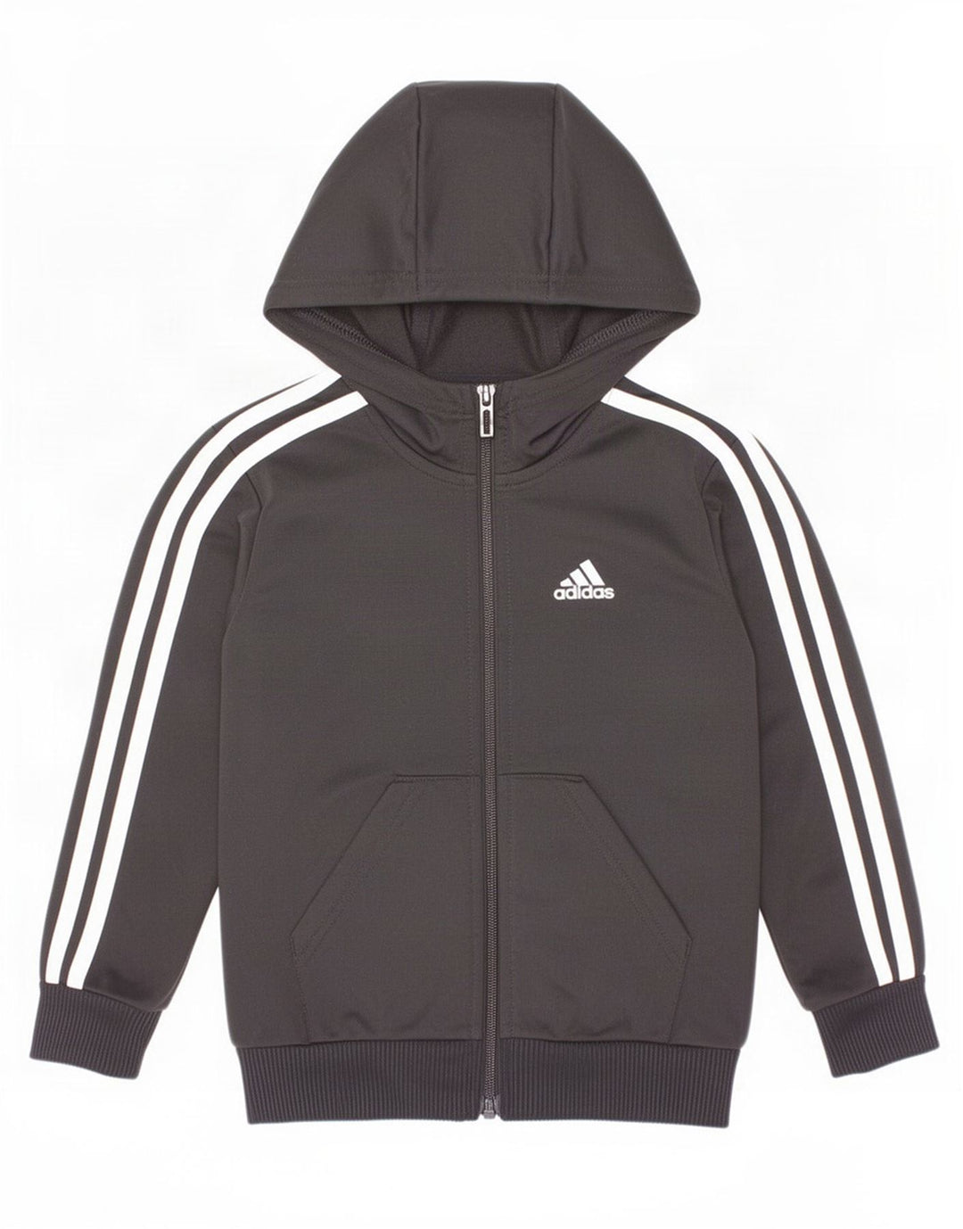 Maglione con cappuccio e zip Adidas da ragazzo 4-5 anni in poliestere nero