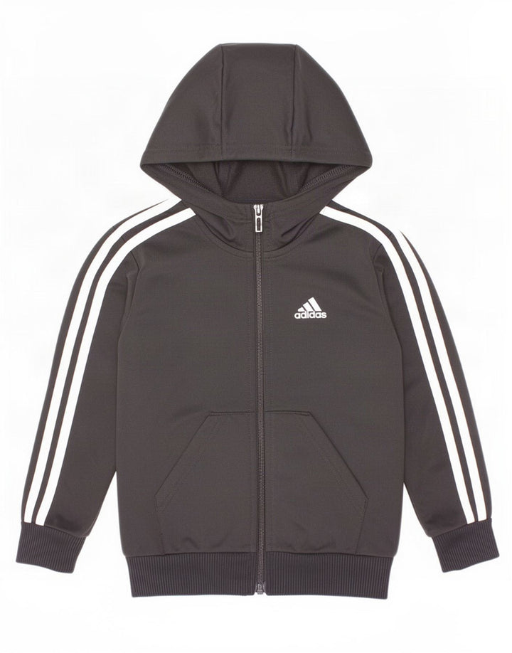 Maglione con cappuccio e zip Adidas da ragazzo 4-5 anni in poliestere nero