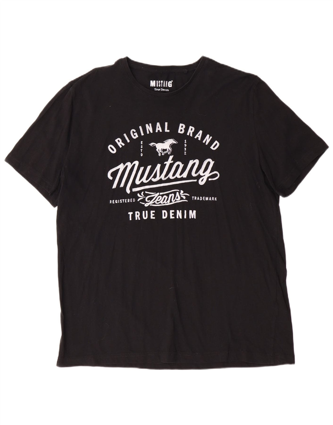 T-shirt grafica da uomo Mustang Top XL in cotone nero