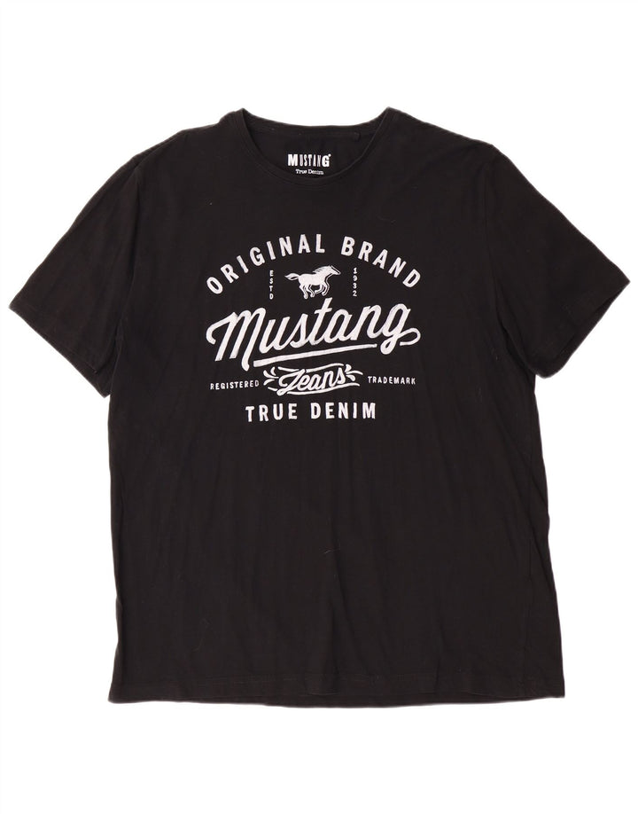 T-shirt grafica da uomo Mustang Top XL in cotone nero