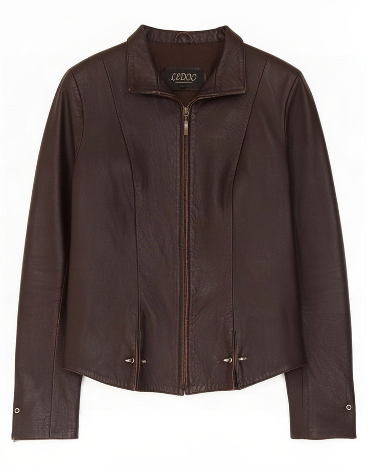 Giacca in pelle vintage da donna UK 10 piccola marrone