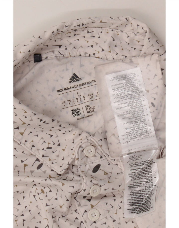 Polo Adidas da uomo grande in poliestere maculato bianco