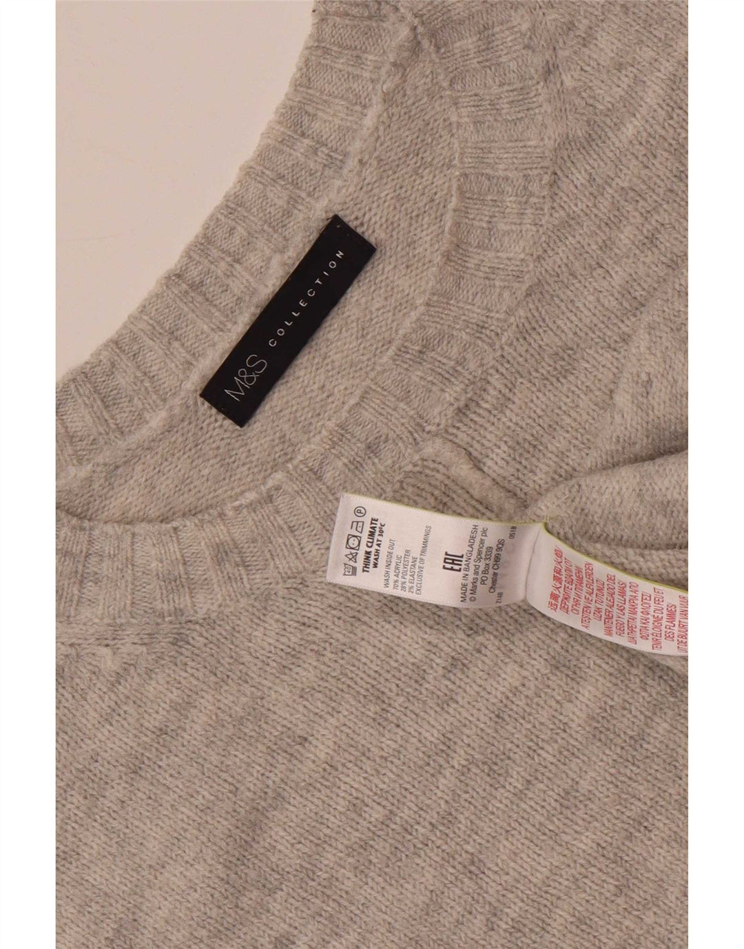 Maglione maglione girocollo oversize da donna Marks & Spencer UK 16 grande grigio