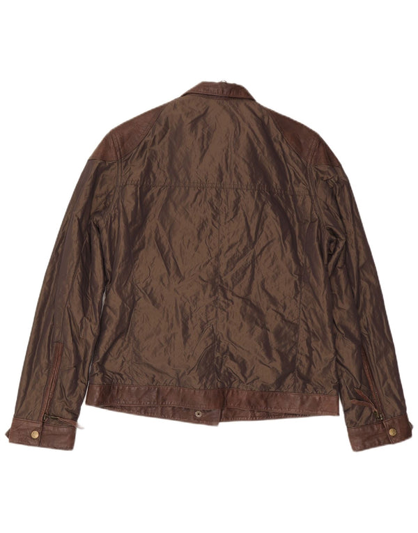 Giacca utility da donna vintage UK 14 poliammide marrone medio