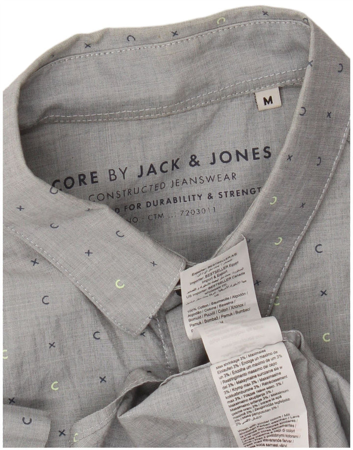 Camicia a maniche corte da uomo Jack & Jones in cotone maculato grigio medio