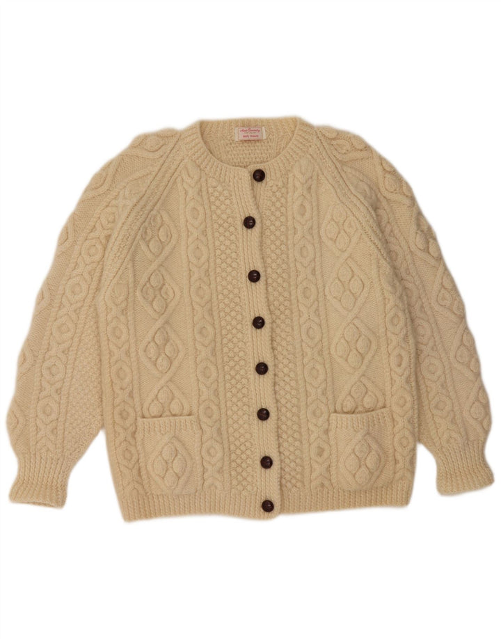 Maglione cardigan da donna VINTAGE UK 16 grande beige