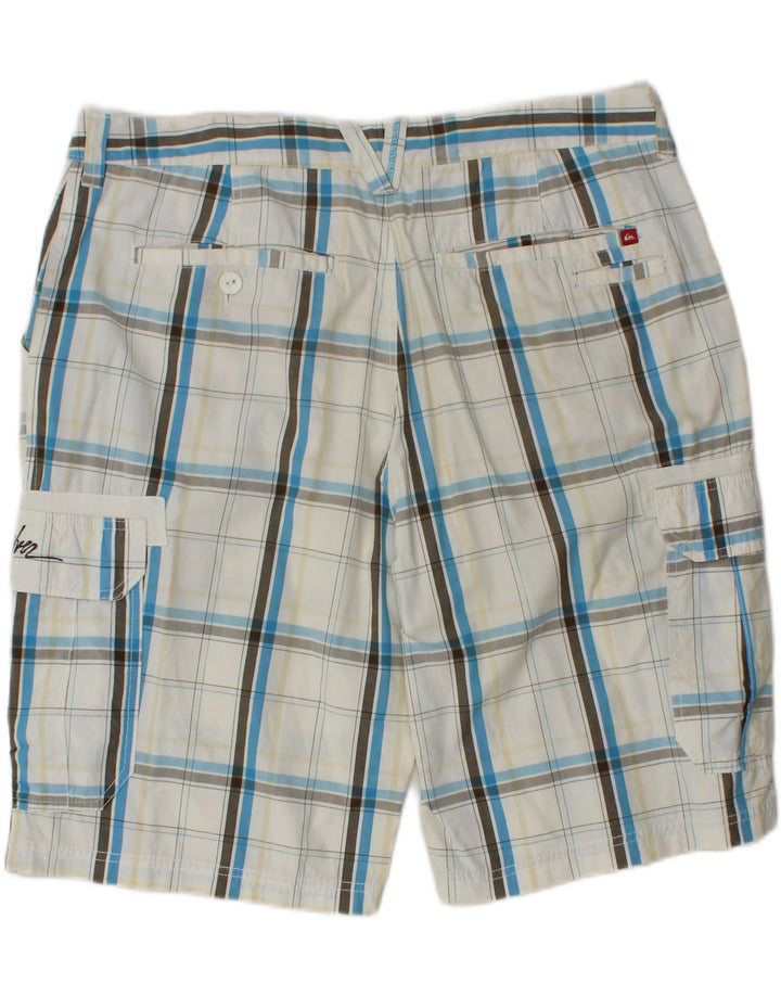 QUIKSILVER Mens Cargo Shorts XL W38  White Check Cotton Vintage Quiksilver and Second-Hand Quiksilver from Messina Hembry 