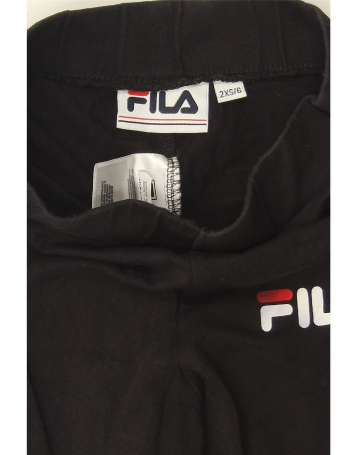 FILA Womens Graphic Leggings UK 2 2XS Black Cotton Vintage Fila and Second-Hand Fila from Messina Hembry 